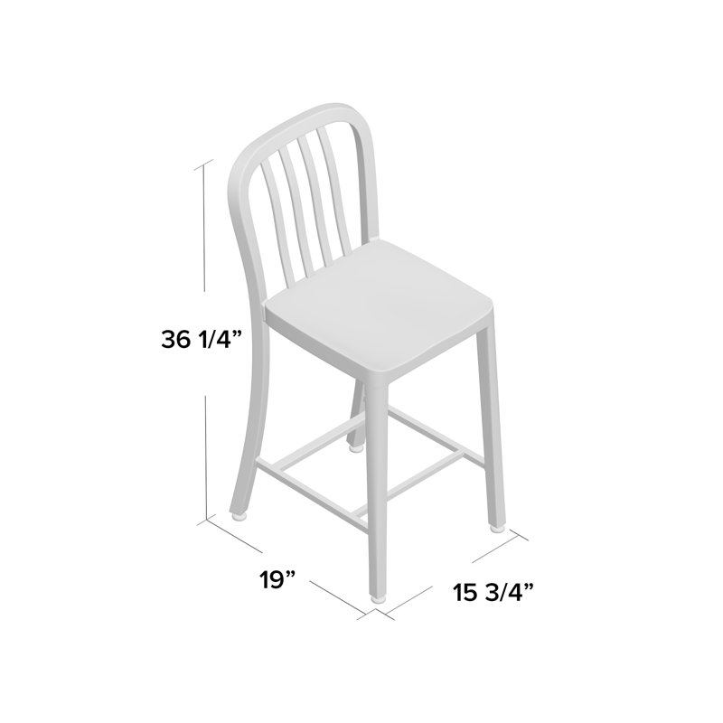 Indoor/Outdoor Commercial Grade Metal Modern Barstools (Set of 2) by Flash Furniture, Blue, Counter Stool (24" Seat Height)