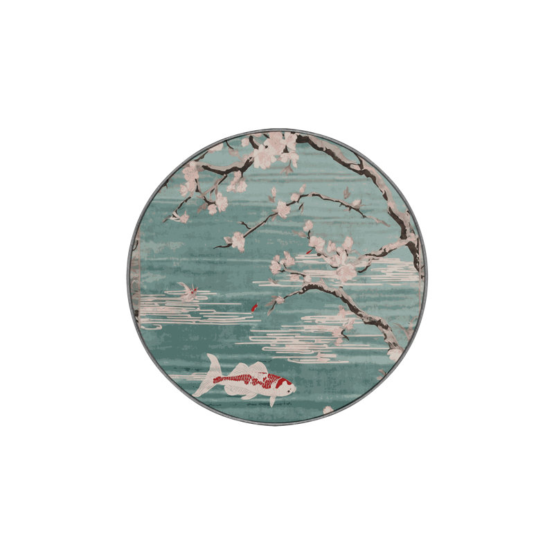 Tapis gris soyeux et moelleux, Rond 8 pi
