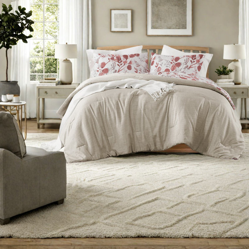 Ensembles de literie réversible pour très grand lit, microfibre en seersucker floral Home Comfort