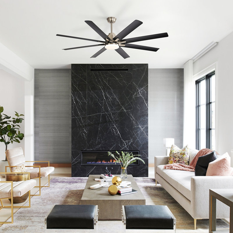 52-Inch Smart Ceiling Fan With Lights 6 Wind Speed With 8 ABS Blades Fan For Bedroom, Living Room, Patio, Kitchen, Black