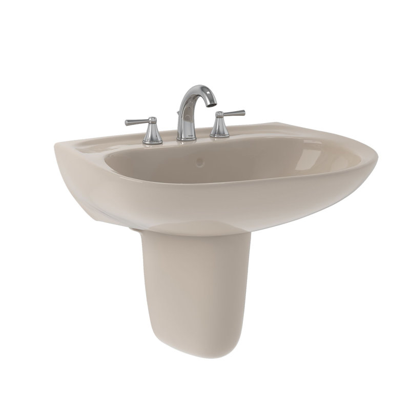 TOTO® Prominence® Oval Wall-Mount Bathroom Sink with CeFiONtect™ and Shroud for Single Hole Faucets, Bone, Bone, Single Hole