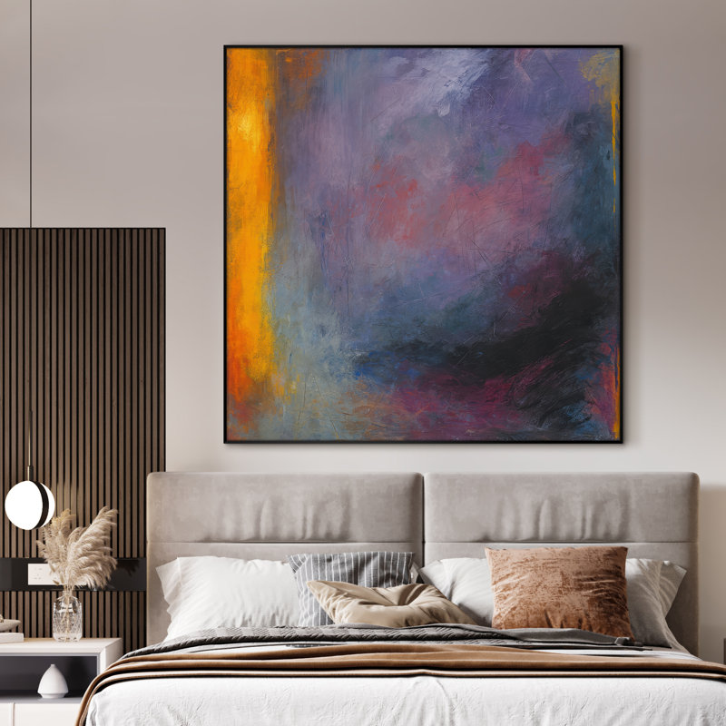 Extra Large Wall Art Fabric Print - Modern Abstract for Contemporary Home Artwork Decor for Living Room or Bedroom - "Frame Assembly Required (Unfinished Frame)"