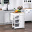 Richards Kitchen Storage Trolley Unit Wood Top Shelves Cupboard Drawer Rail White