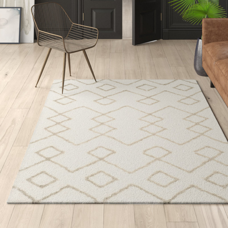 Aderita Shag Hand Tufted Performance Geometric Rug, Rectangle 6' x 9'