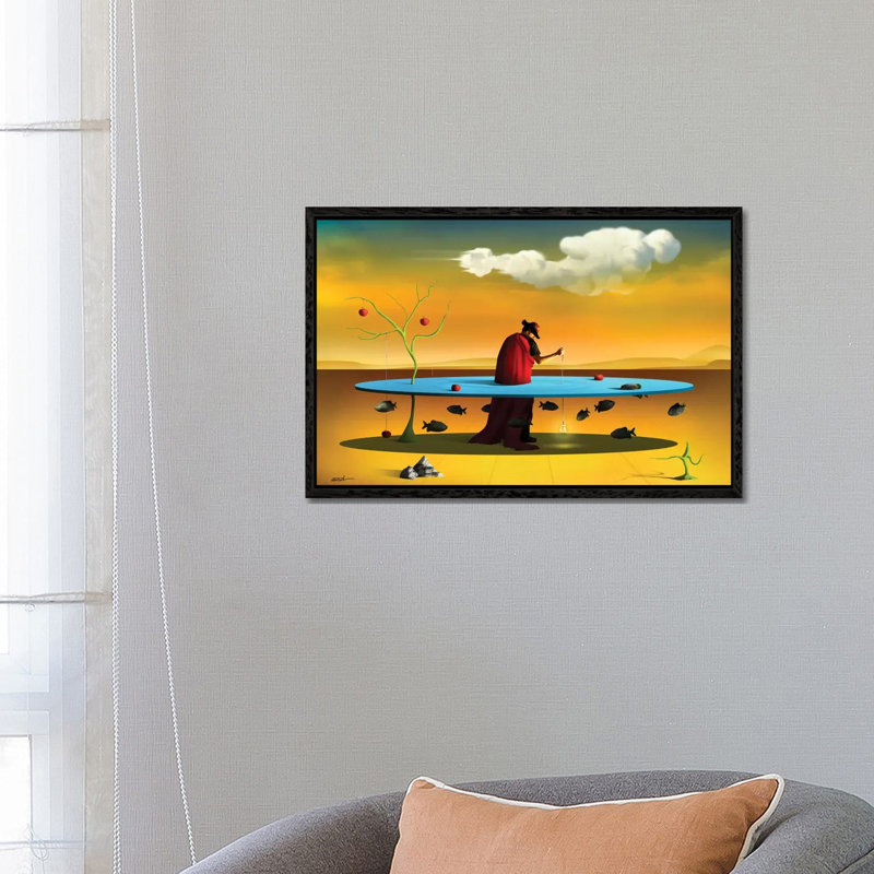 Pastor Com Rebanho (Shepherd With Flock) by Marcel Caram - Print on Canvas, Black Framed, 66.04 cm H x 45.72 cm W