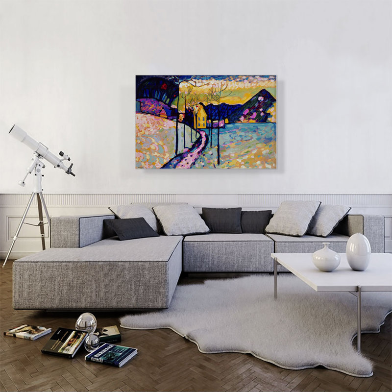 «Winter Landscape 1909» par Wassily Kandinsky - reproduction d'art sur toile tendue, H 26 po x l 40 po x P 0,75 po