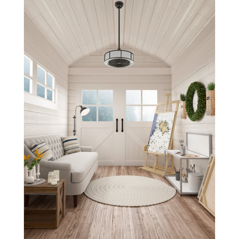 Tunley 22" Brushed Nickel LED Ceiling Fan with Wall Control