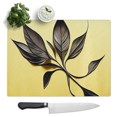 Art Deco Leaves  Glass Chopping Board