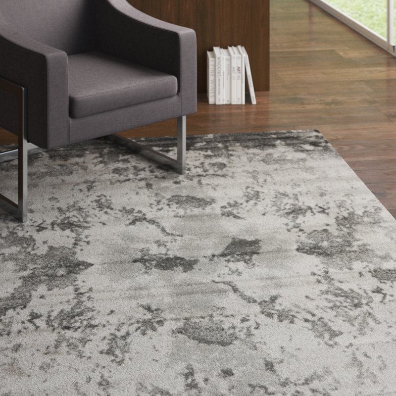 Tapis gris à motif géométrique Brantly, Rectangle 5 pi 1 po x 8 pi