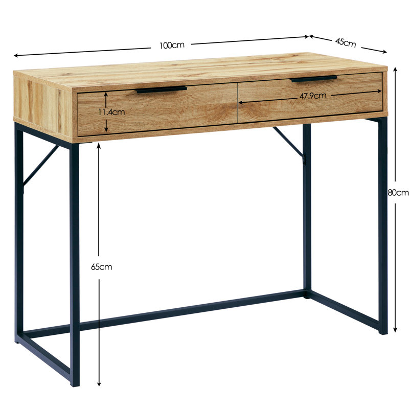 Yonkers Steel Writing Desk, Oak