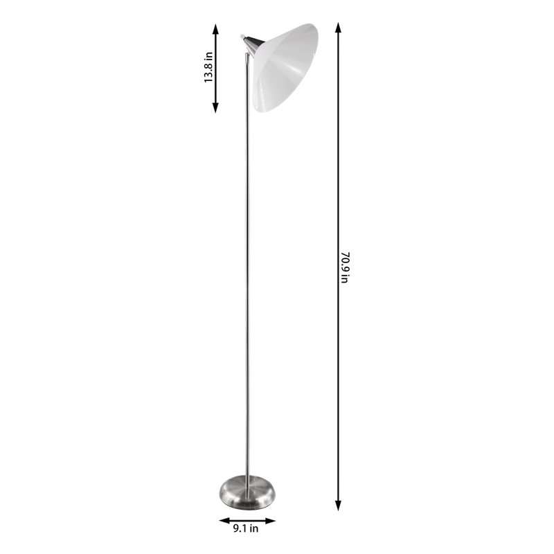 Chaudeville 70.08'' Satin Steel Torchiere Floor Lamp