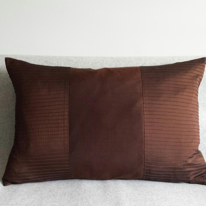 Colter Striped Rectangular Cushion, Chocolate Brown