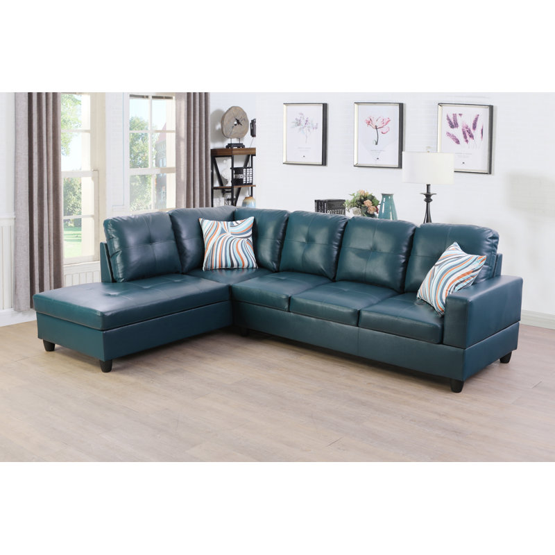 Faux Leather L-Shaped Sectional Left Hand Facing