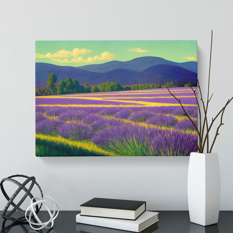 Excellent Lavender Flower Field - Wrapped Canvas Print, 35cm H x 50cm W x 3cm D