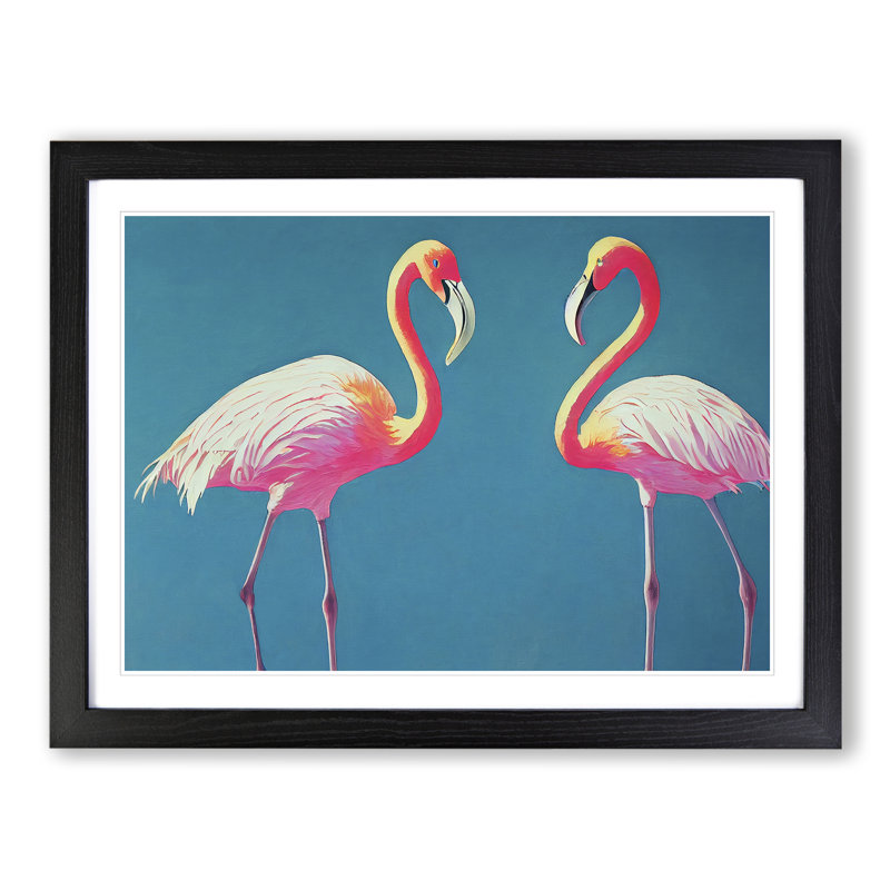 Euphoric Flamingos - Framed Print, Black, 46cm H x 64cm W x 2cm D