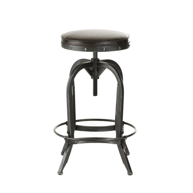 Tabouret de bar à hauteur réglable, Noir / brun