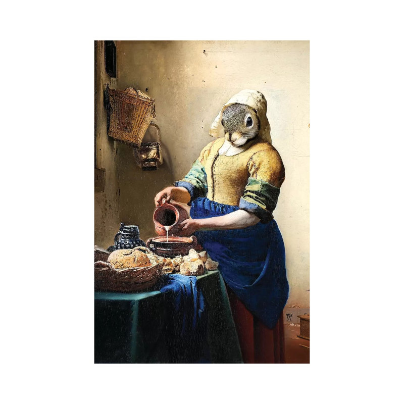 Milkmaid Squirrel by Karen Burke - Wrapped Canvas Print, 30.48cm H x 20.32cm W x 1.905cm D