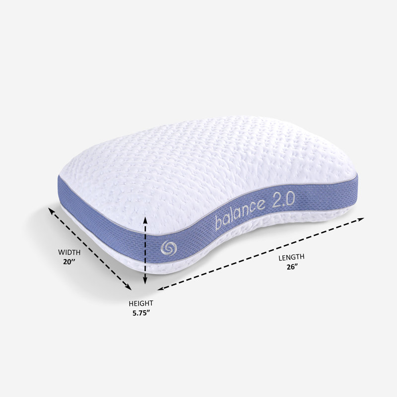 White and Blue Curved Performance Pillow for Side Sleepers