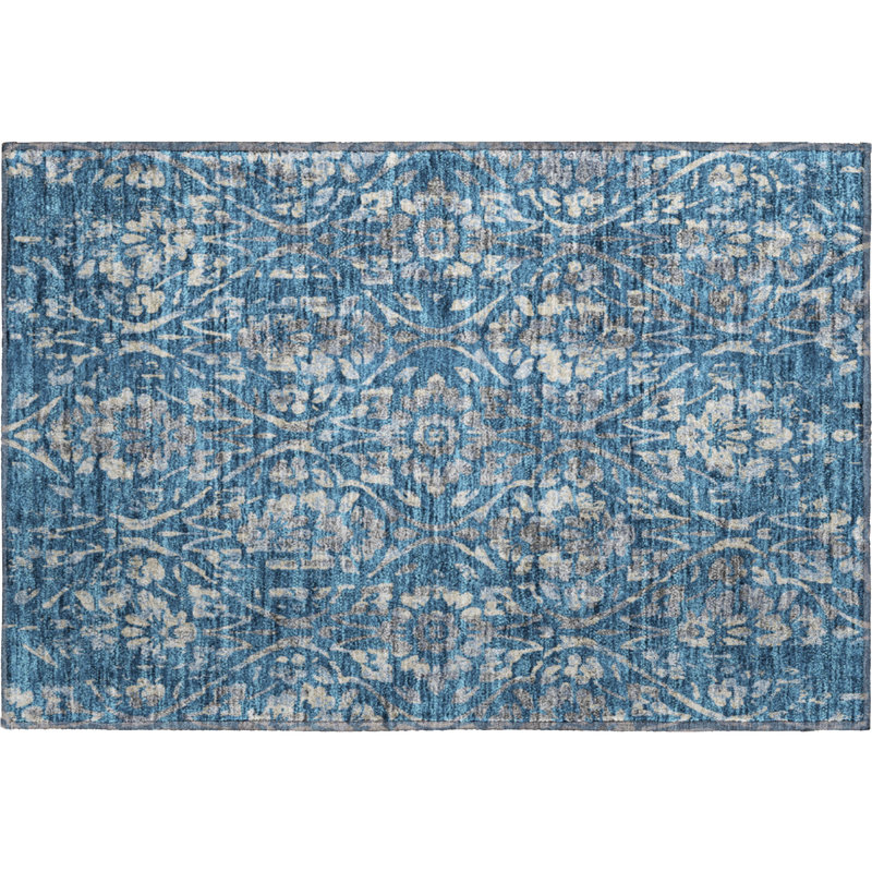 Premium Machine Washable Prisco Blue Rug, Rectangle 1'8" x 2'6"