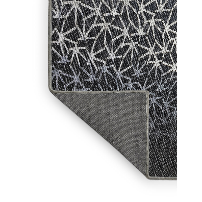 Tapis noir/gris tissé à la machine, Rectangle 3 pi x 5 pi