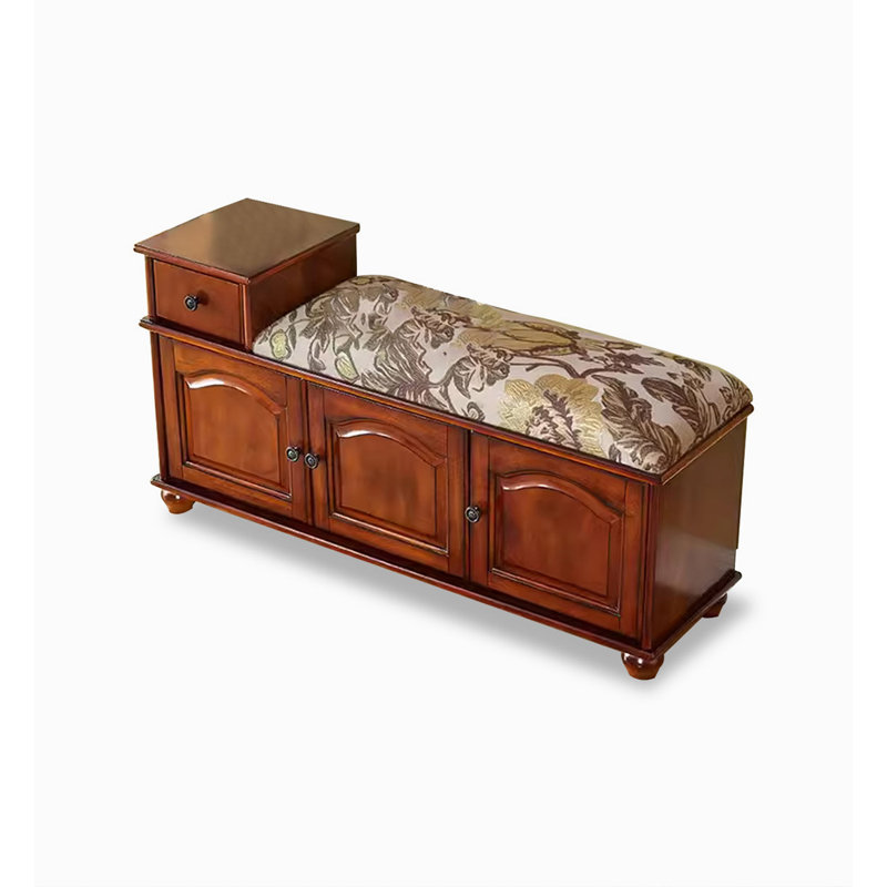 Solid Rubberwood Shoe Cabinet with Seating, 23.62" H x 47.24" W x 13.78" D