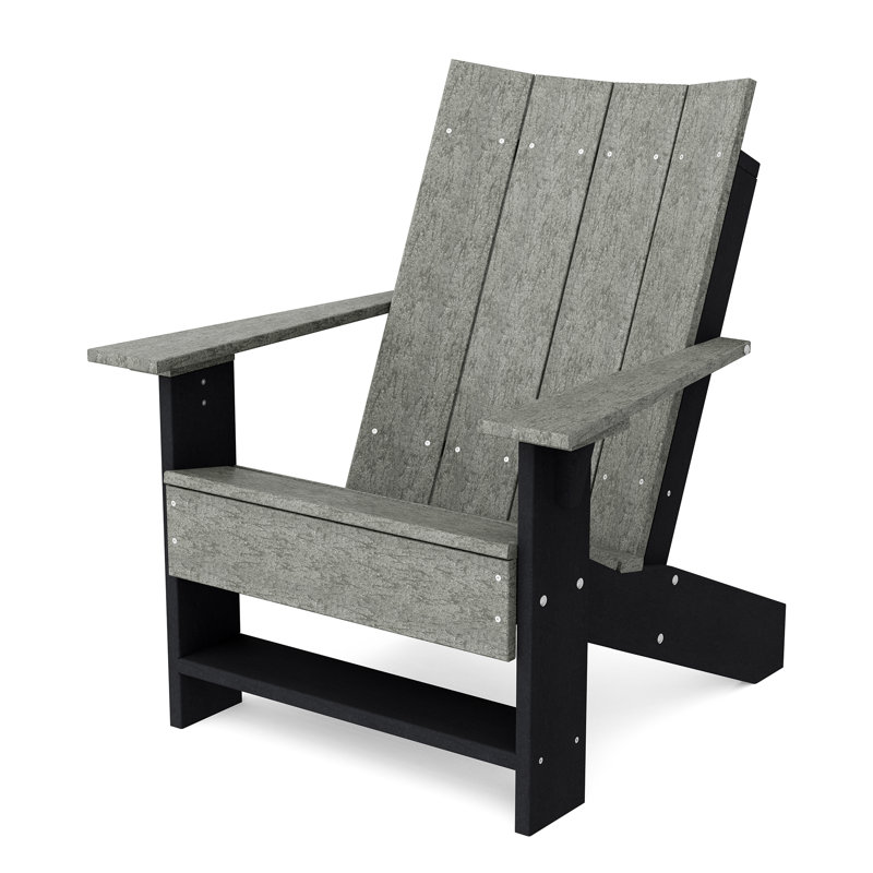 Contemporary Adirondack Chair, Dark Gray/Black
