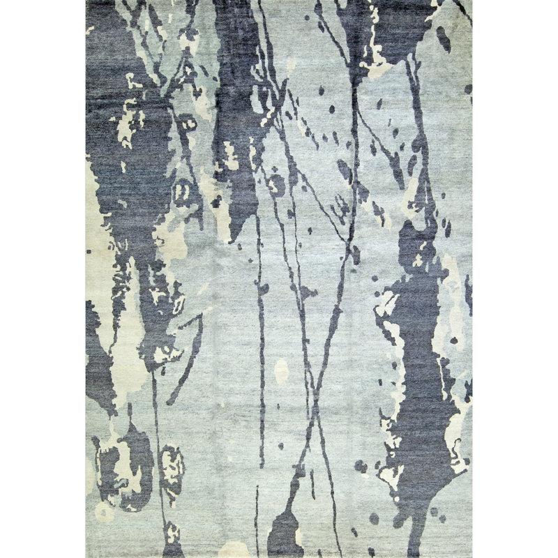 Hand-Knotted High-Quality Gray and Charcoal Area Rug