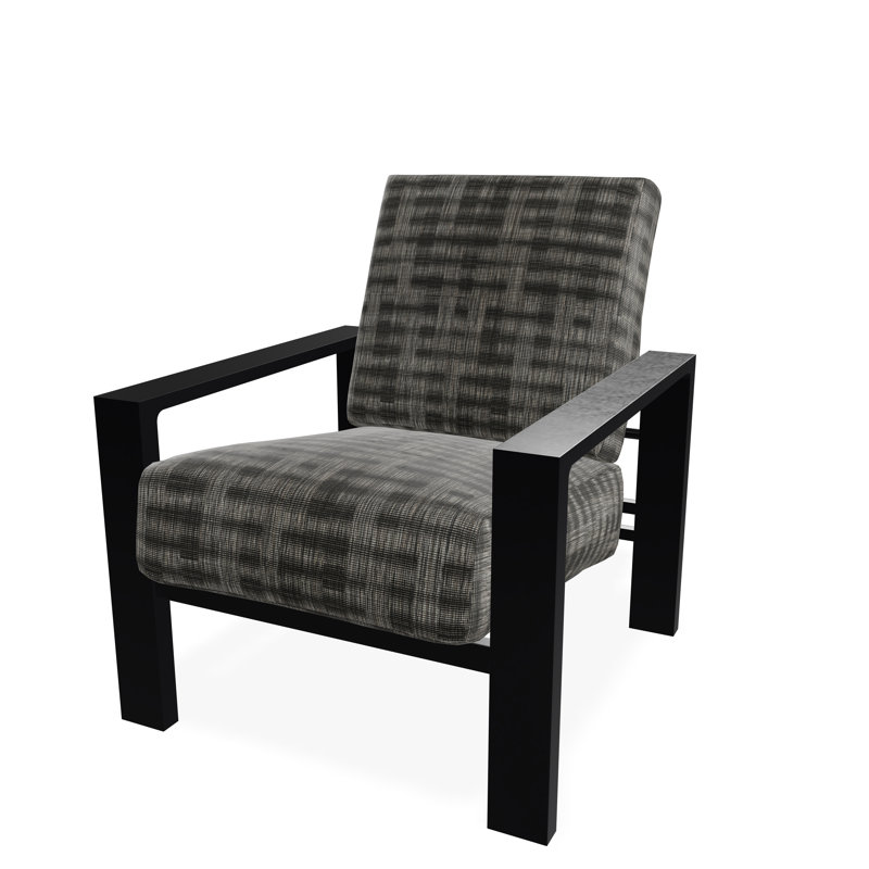 Larssen Deep Seating Cushion Arm Chair, Black, Illusion Plaid Onyx