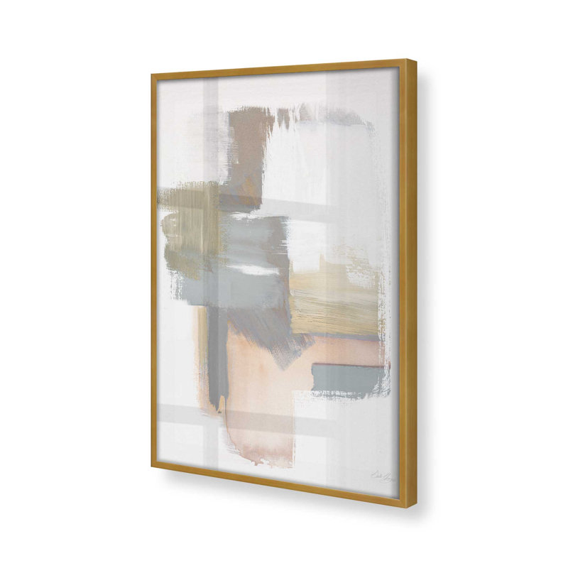 «Beige Ballet V2» sur papier, Cadre doré poli, H 37,25 po x l 25,25 po x P 1,25 po