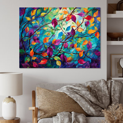 Multicolor Vibrant Vines I - Abstract Botanicals, art mural