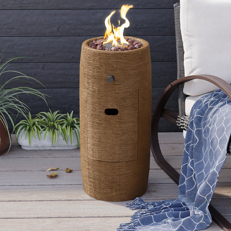 Column Concrete Propane Smokeless Fire Column, Dark Brown