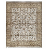 Hand Knotted Silk Area Rug in Beige And Gold