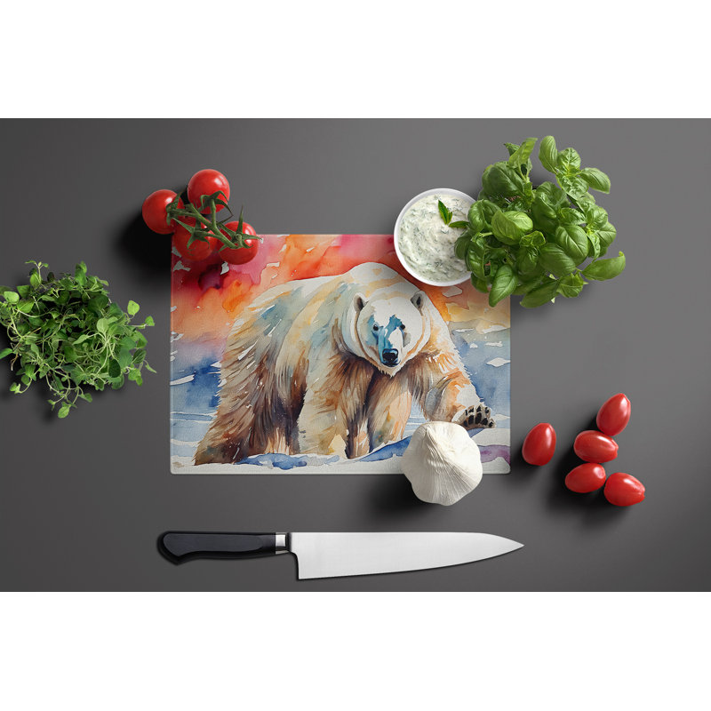 Polar Bear Glass Cutting Board Large