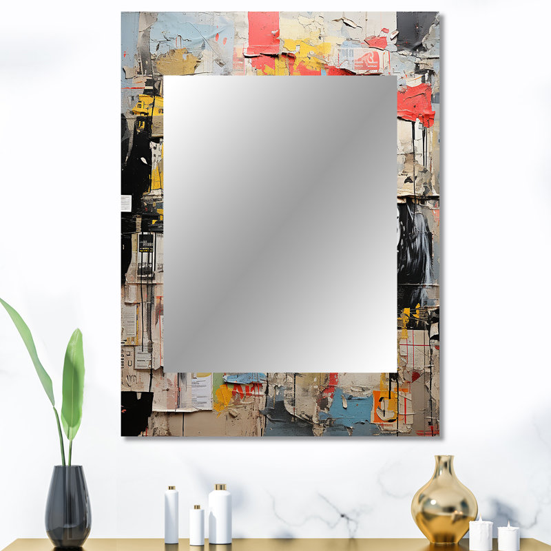 Urban Collage III - miroir mural décoratif abstrait, miroir moderne, art imprimé en métal, 40 po x 30 po