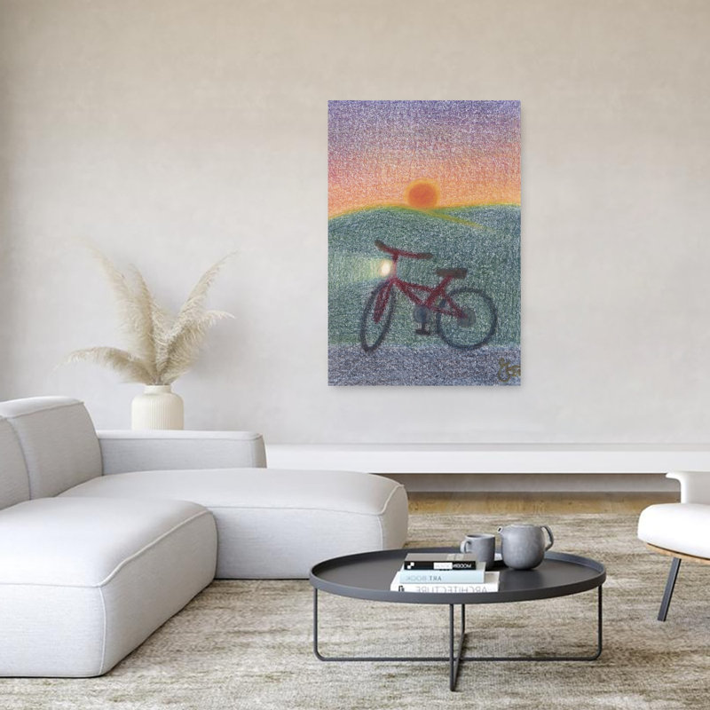 "Vélo au coucher du soleil", 60" H x 40" W