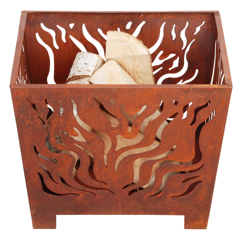 Square Rusty Firebasket, 30cm H x 39cm W x 39cm D