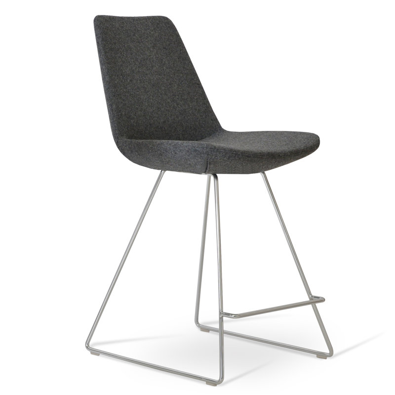 Eiffe Wire Bar & Counter Stool, Red Wool, Counter Stool (24" Seat Height)
