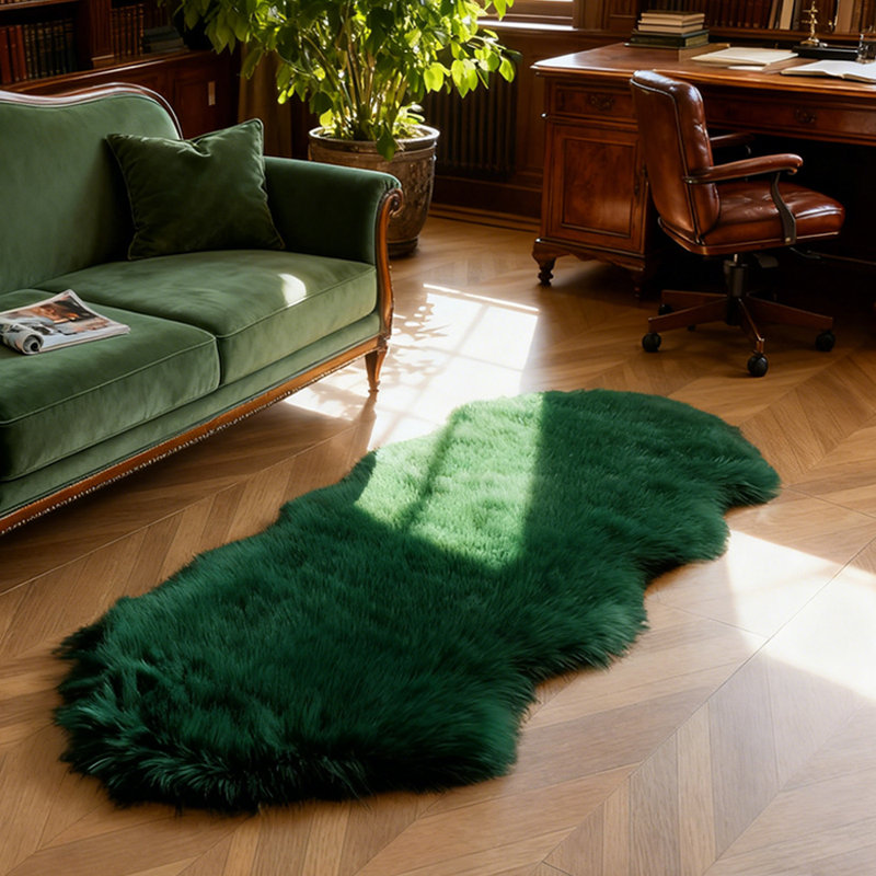 Cozy Thick Gray Faux Sheepskin Area Rug, Novelty 2' x 4'
