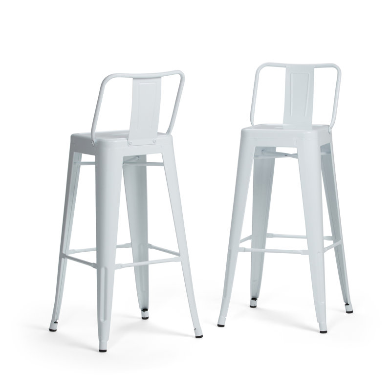Tabouret en métal Rayne, Blanc, Tabouret de bar (siège d'une hauteur de 30 po), 2
