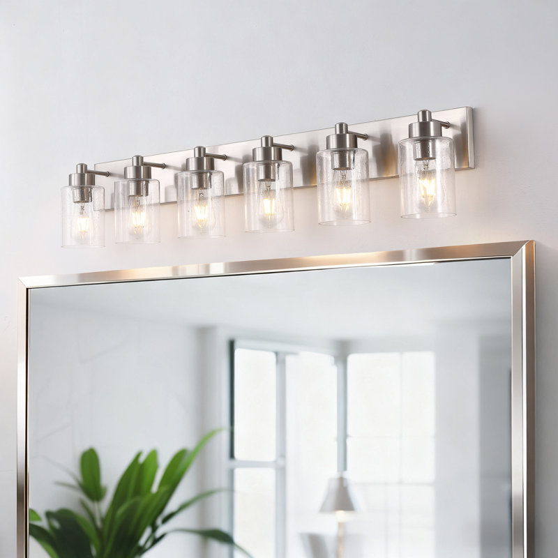 Éclairage de meuble-lavabo contemporain à DEL Sted, Nickel, Six lumières