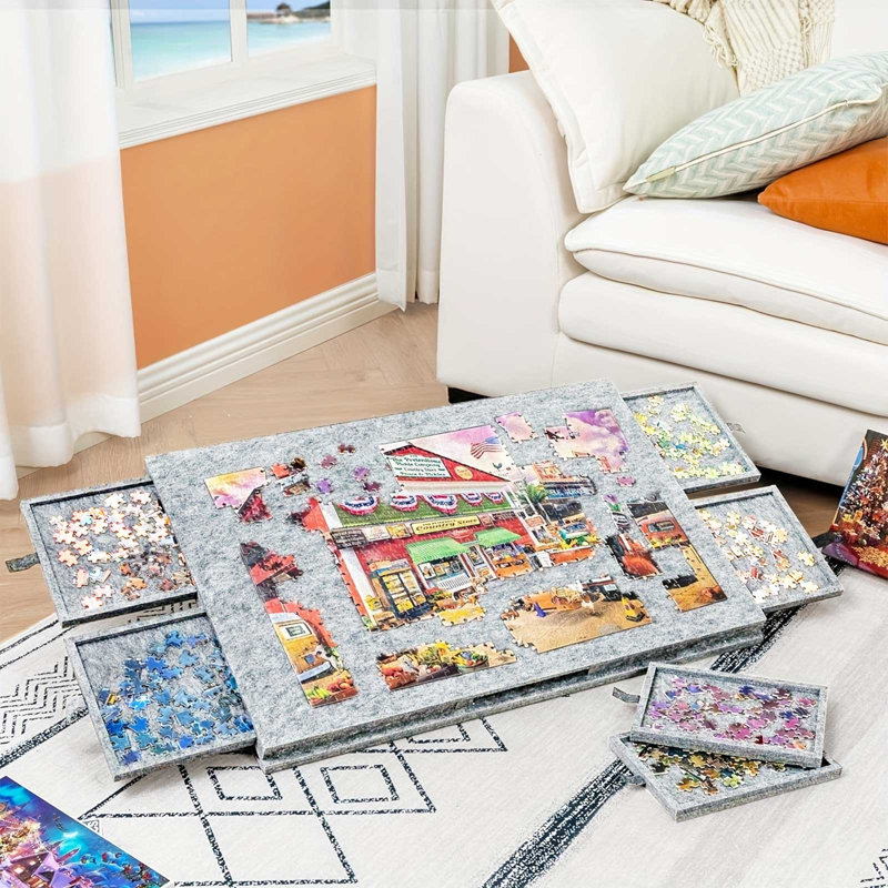 Tilting Jigsaw Puzzle Board, Light Grey