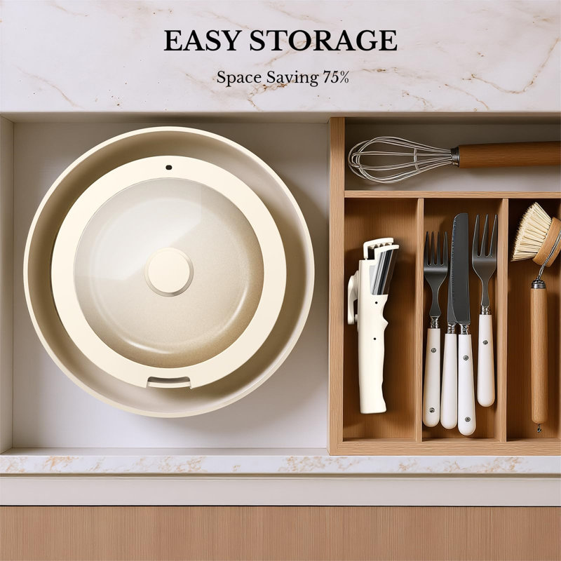 5 - Piece Non-Stick Aluminum Cookware Set, Beige