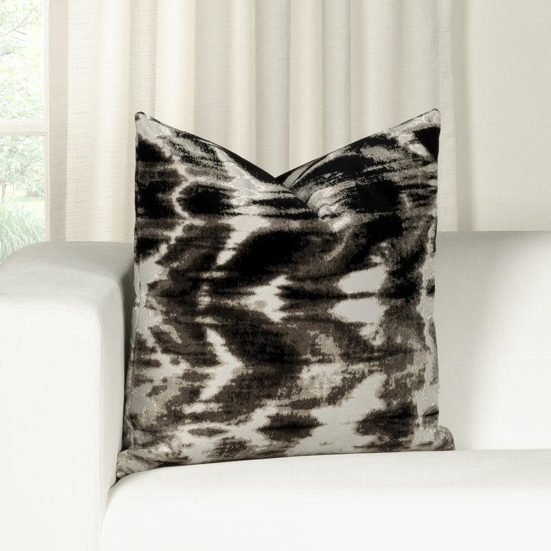 Coussin décoratif en velours Siscovers Nirvana, H 20 po x l 20 po, Noir, noir, noir, noir