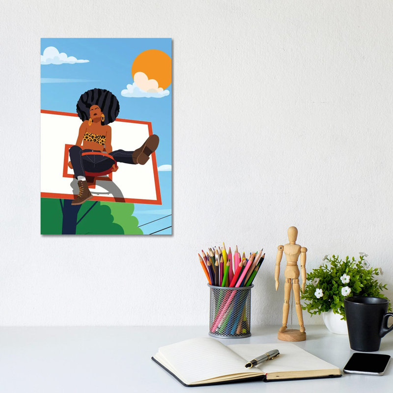 Afro And Hoops - Print on Canvas, Wrapped Canvas, 152.5 cm H x 101.5 cm W x 3.175 cm D
