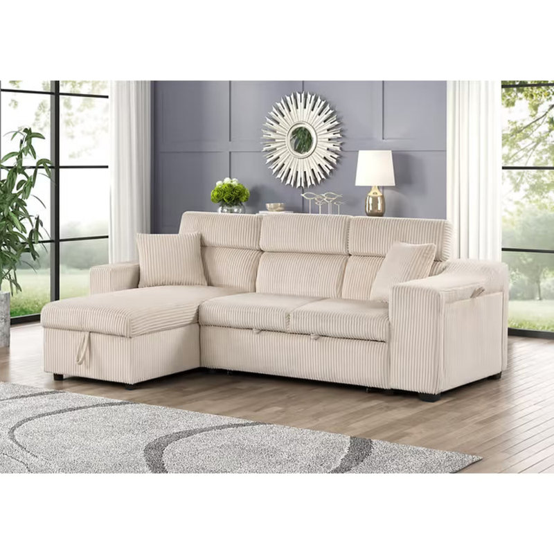 Canapé modulaire Bonaterra II beige faisant face au bras gauche (LAF)