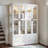 63'' W Glass Display Bookcase With LED Lighting, 4 Glass Doors And 8 Drawers