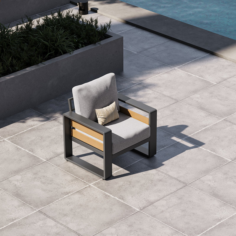 Fauteuil d'extérieur en aluminium avec coussins 2 pièces, Gris clair