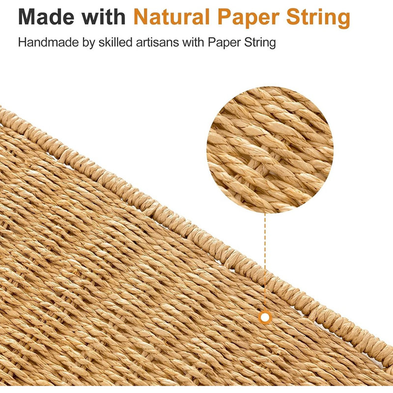 Panier à linge double à roulettes avec couvercle, panier à linge tissé à la main avec roulettes, sac intérieur amovible, trieur à linge grande capacité, naturel