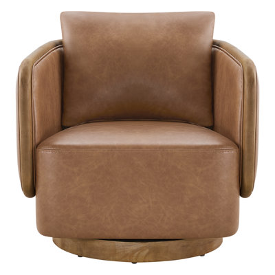 Fauteuil d'appoint rembourré et pivotant en cuir