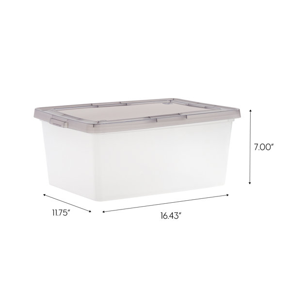 Superio Clear Storage Bins with Lid Stackable Plastic Deep Storage Latch Box with Snap Lock Closure (3 quart)